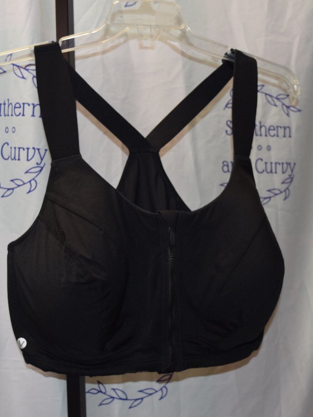 Lane Bryant Livi Black Underwire Zip Front Sports Bra 46G